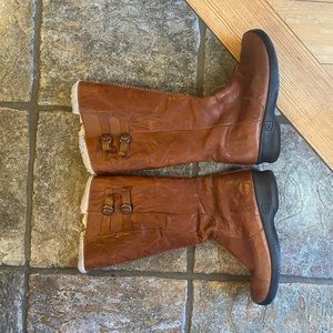 Tall Winter boots, leather with sheep wool lining